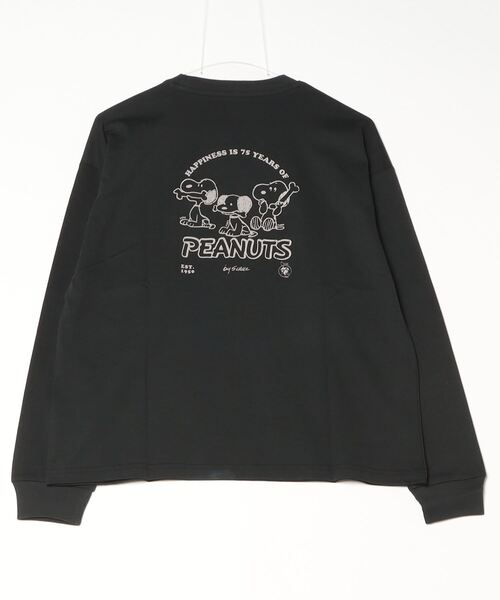 PEANUTS（ピーナッツ）の「ピーナッツ  コットンロングTシャツ スヌーピーワンポイント PEANUT75周年（Tシャツ/カットソー・レディース・チャコールグレー/ブラック/ホワイト・S/M/L/XL）」の5枚目の写真