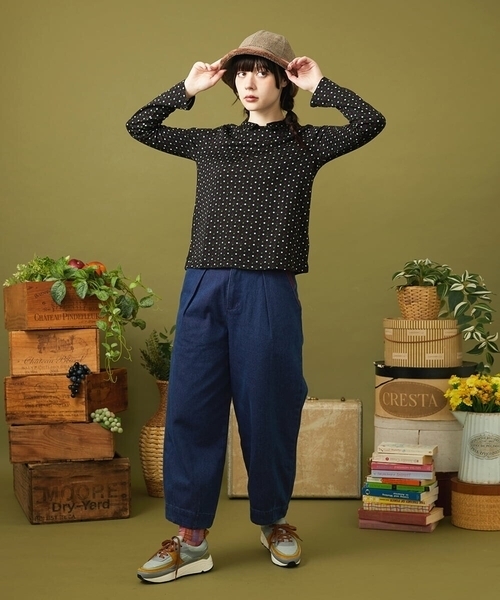 Jocomomola(ホコモモラ)の「接結ドットラウンドネックカットソー(Tシャツ/カットソー・レディース・ブラック/ベージュ・40)」の6枚目の写真