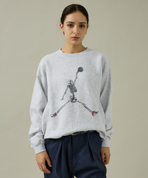 【THRIFTY LOOK 】JUMP SKULL CREW SWEAT/ユーズド感/裏起毛/ユニセックス【WEB限定】