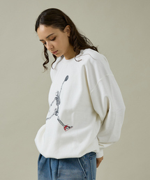 【THRIFTY LOOK 】JUMP SKULL CREW SWEAT/ユーズド感/裏起毛/ユニセックス【WEB限定】