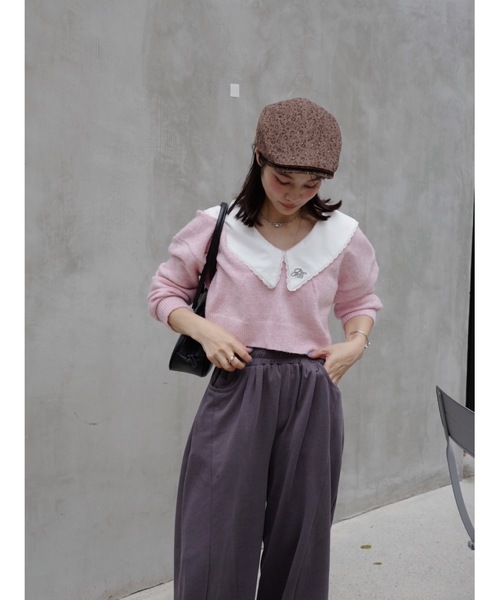 jumelle（ジュメロ）の「襟付きクロップドニット（ニット/セーター・レディース・グレー/ピンク・FREE）」の14枚目の写真