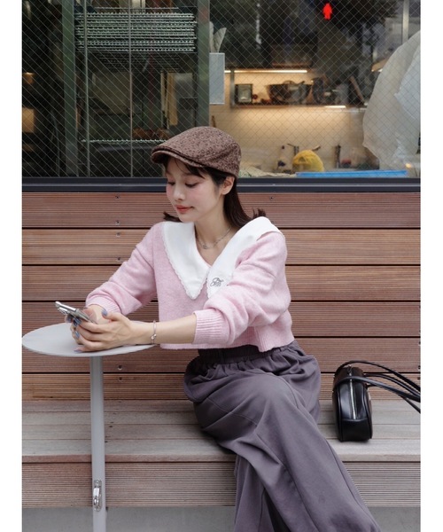 jumelle（ジュメロ）の「襟付きクロップドニット（ニット/セーター・レディース・グレー/ピンク・FREE）」の17枚目の写真