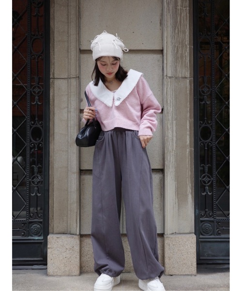 jumelle（ジュメロ）の「襟付きクロップドニット（ニット/セーター・レディース・グレー/ピンク・FREE）」の19枚目の写真