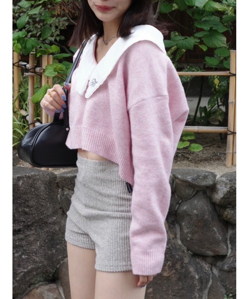 jumelle（ジュメロ）の「襟付きクロップドニット（ニット/セーター・レディース・グレー/ピンク・FREE）」の20枚目の写真