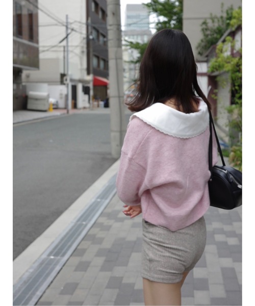 襟付きクロップドニット（ニット/セーター）｜jumelle（ジュメロ）の