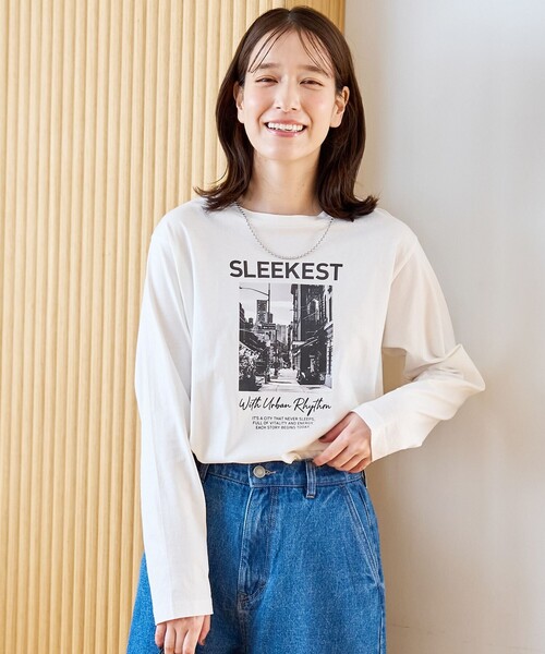 coen（コーエン）の「コットンフォトプリントロンT（Tシャツ/カットソー・レディース・オフホワイト/ダークグレー/その他1・M/L）」の4枚目の写真