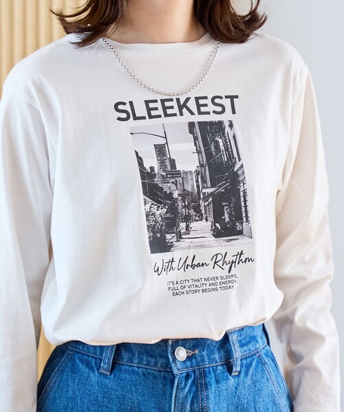 coen（コーエン）の「コットンフォトプリントロンT（Tシャツ/カットソー・レディース・オフホワイト/ダークグレー/その他1・M/L）」の6枚目の写真