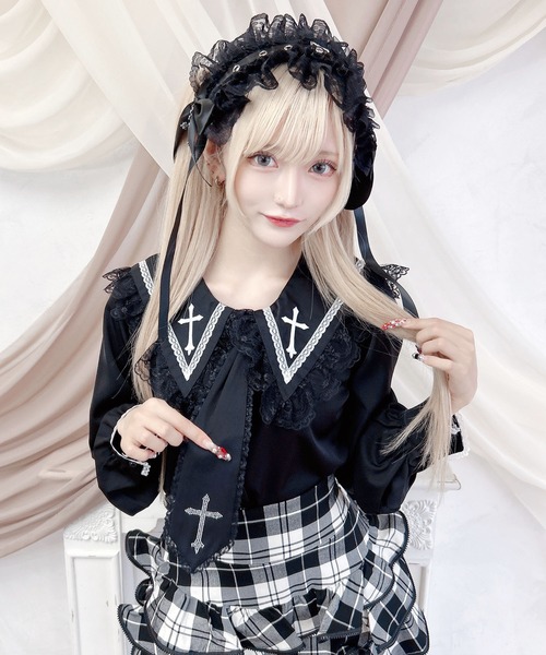 セール】クロスストーンネクタイ付きブラウス（シャツ/ブラウス）｜MA