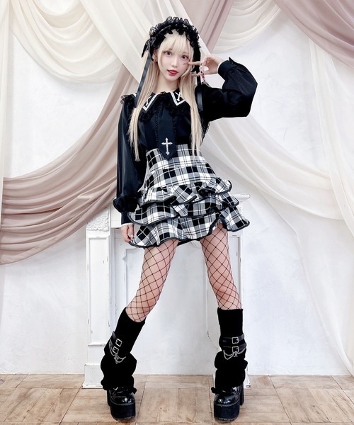 MA*RS（アメーバーマーズ）の「クロスストーンネクタイ付きブラウス（シャツ/ブラウス・レディース・ブラック/ホワイト・FREE）」の10枚目の写真