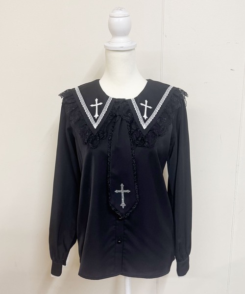 MA*RS（アメーバーマーズ）の「クロスストーンネクタイ付きブラウス（シャツ/ブラウス・レディース・ブラック/ホワイト・FREE）」の17枚目の写真