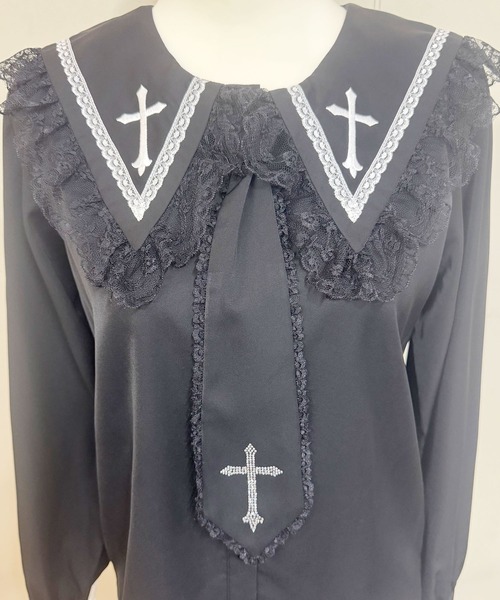 MA*RS（アメーバーマーズ）の「クロスストーンネクタイ付きブラウス（シャツ/ブラウス・レディース・ブラック/ホワイト・FREE）」の18枚目の写真