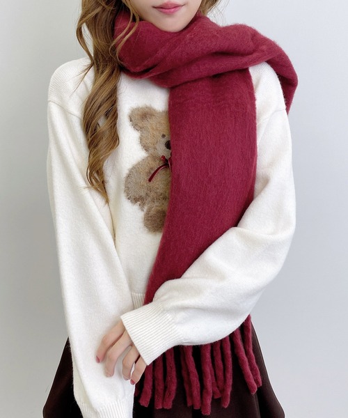 INGNI（イング）の「フリンジボリュームストール（ストール/ショール・レディース・ボルドー/ピンク/サックスブルー/オフホワイト/グレー/ホワイト系その他/ピンク系/サックスブルー系2・ONE SIZE）」の12枚目の写真