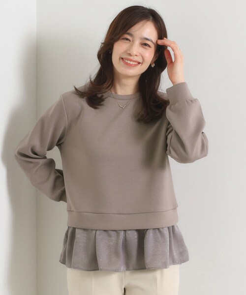 ITS'DEMO（イッツデモ）の「【洗濯機OK】異素材コンビプルオーバー（Tシャツ/カットソー・レディース・アイボリー/ブラック/ブラウン系その他・00）」の3枚目の写真