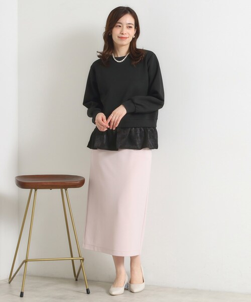 ITS'DEMO（イッツデモ）の「【洗濯機OK】異素材コンビプルオーバー（Tシャツ/カットソー・レディース・アイボリー/ブラック/ブラウン系その他・00）」の18枚目の写真