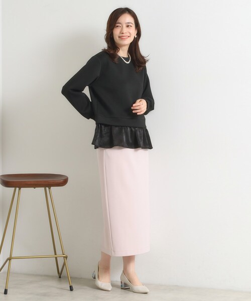 ITS'DEMO（イッツデモ）の「【洗濯機OK】異素材コンビプルオーバー（Tシャツ/カットソー・レディース・アイボリー/ブラック/ブラウン系その他・00）」の7枚目の写真