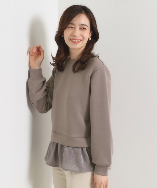 ITS'DEMO（イッツデモ）の「【洗濯機OK】異素材コンビプルオーバー（Tシャツ/カットソー・レディース・アイボリー/ブラック/ブラウン系その他・00）」の15枚目の写真