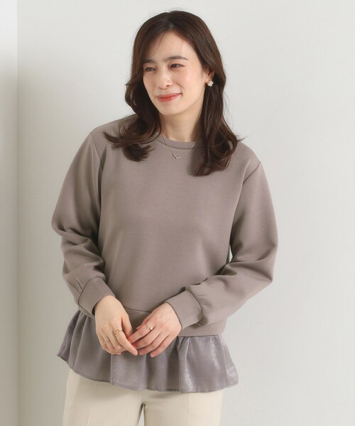 ITS'DEMO（イッツデモ）の「【洗濯機OK】異素材コンビプルオーバー（Tシャツ/カットソー・レディース・アイボリー/ブラック/ブラウン系その他・00）」の4枚目の写真