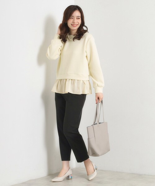 ITS'DEMO（イッツデモ）の「【洗濯機OK】異素材コンビプルオーバー（Tシャツ/カットソー・レディース・アイボリー/ブラック/ブラウン系その他・00）」の19枚目の写真