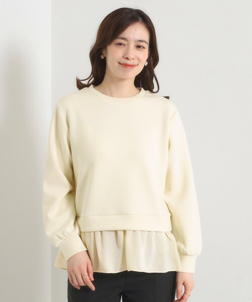 ITS'DEMO（イッツデモ）の「【洗濯機OK】異素材コンビプルオーバー（Tシャツ/カットソー・レディース・アイボリー/ブラック/ブラウン系その他・00）」の16枚目の写真