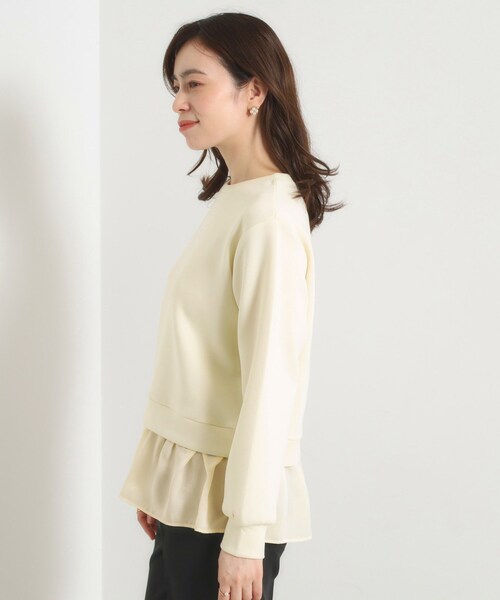 ITS'DEMO（イッツデモ）の「【洗濯機OK】異素材コンビプルオーバー（Tシャツ/カットソー・レディース・アイボリー/ブラック/ブラウン系その他・00）」の12枚目の写真