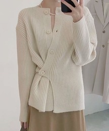 a lot of love | アシンメトリーボタン リブニットカーディガン(カーディガン/ボレロ)