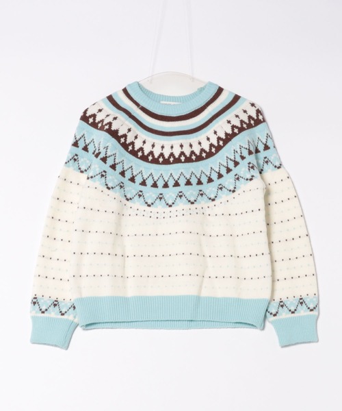 HALEY PESCA(ヘーリーペスカ)の「HALEY PESCA/パステルカラー ノルディック柄ニット(ニット/セーター・レディース・ピンク/ブルー・FREE)」の3枚目の写真