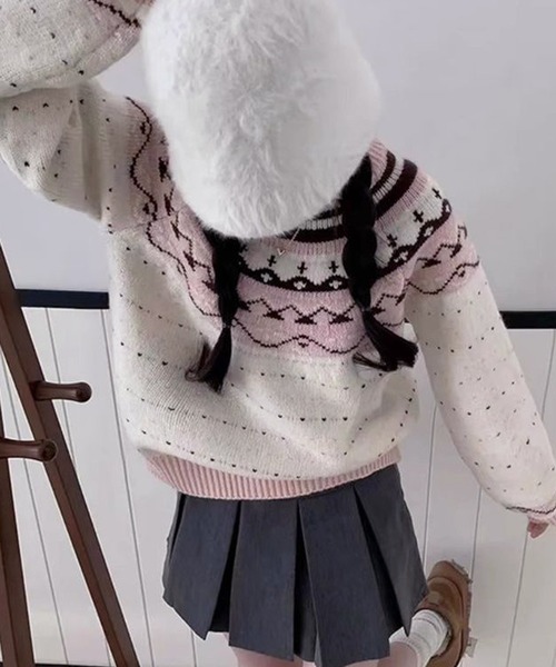 HALEY PESCA(ヘーリーペスカ)の「HALEY PESCA/パステルカラー ノルディック柄ニット(ニット/セーター・レディース・ピンク/ブルー・FREE)」の17枚目の写真