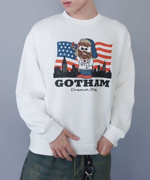 ひげおじさんスウェット/アメリカ/体刺繍デザインリカ/さらもち素材