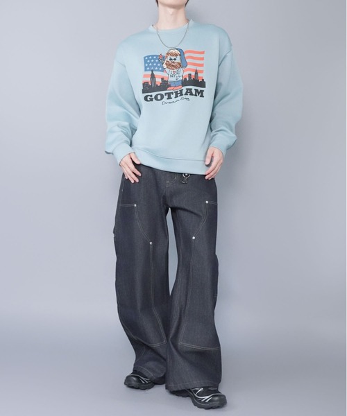 ひげおじさんスウェット/アメリカ/体刺繍デザインリカ/さらもち素材