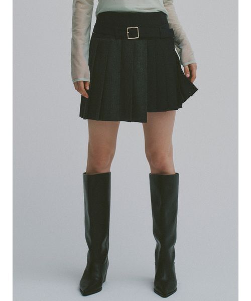 FURFUR（ファーファー）の「バイカラープリーツミニスカート（スカート・レディース・ネイビー/ブラウン/チャコールグレー・F）」の4枚目の写真