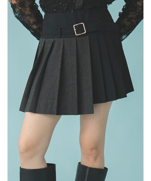 FURFUR（ファーファー）の「バイカラープリーツミニスカート（スカート・レディース・ネイビー/ブラウン/チャコールグレー・F）」の10枚目の写真