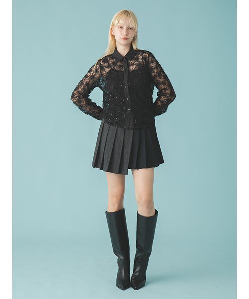 FURFUR（ファーファー）の「バイカラープリーツミニスカート（スカート・レディース・ネイビー/ブラウン/チャコールグレー・F）」の17枚目の写真