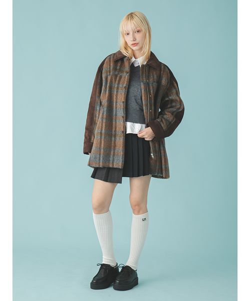 FURFUR（ファーファー）の「バイカラープリーツミニスカート（スカート・レディース・ネイビー/ブラウン/チャコールグレー・F）」の19枚目の写真