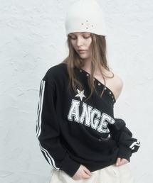 SETUPEXE（セットアップイーエックスイー）の「A'GEM/9 × .kom 『SETUPEXE/セットアップイーエックスイー』 EYELET ANGEL MTM/アイレットデザイン オフショルダースウェットシャツ（スウェット）」