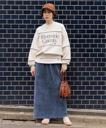 MARK & LONA☆40サイズ☆ネイビーコーデュロイスカート ≪SALE≫カット