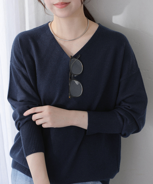 La TOTALITE(ラトータリテ)の「ウールカシミヤVネックプルオーバー(ニット/セーター・レディース・サックスブルー/チャコールグレー/レッド/ネイビー・FREE)」の18枚目の写真