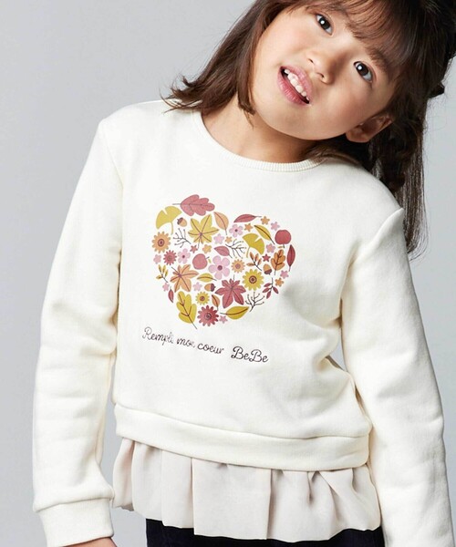 BeBe（ベベ）の「マシュマロウラケハートリーフブーケ裾フリルトレーナー（スウェット・キッズ・ネイビー/オフホワイト・140cm/130cm/110cm/150cm/120cm）」の17枚目の写真