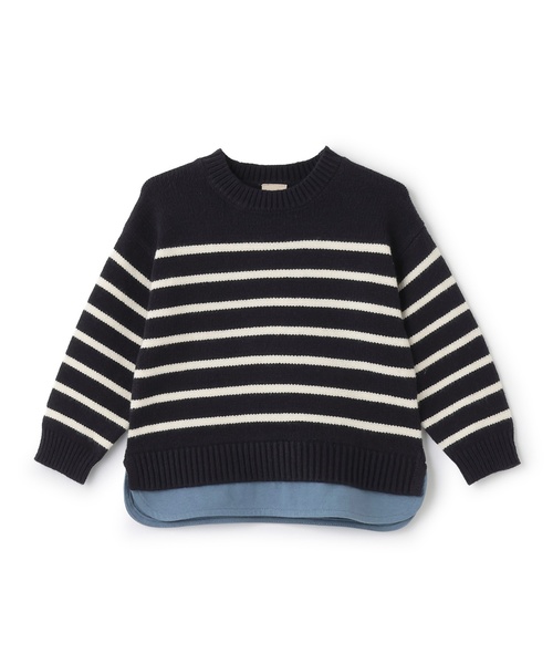 petit main（プティマイン）の「【ウォッシャブル】ボーダーニット（ニット/セーター・キッズ・アイボリー/ネイビー/モカ/モスグリーン・M/L/S）」の4枚目の写真