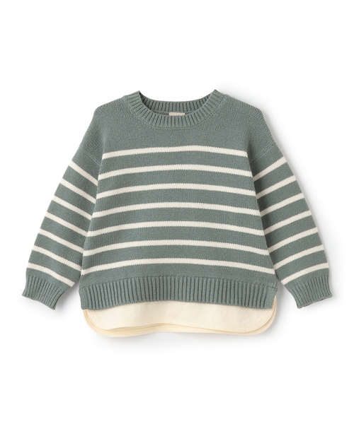petit main（プティマイン）の「【ウォッシャブル】ボーダーニット（ニット/セーター・キッズ・アイボリー/ネイビー/モカ/モスグリーン・M/L/S）」の3枚目の写真