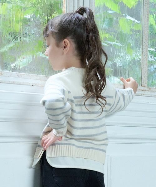 petit main（プティマイン）の「【ウォッシャブル】ボーダーニット（ニット/セーター・キッズ・アイボリー/ネイビー/モカ/モスグリーン・M/L/S）」の17枚目の写真