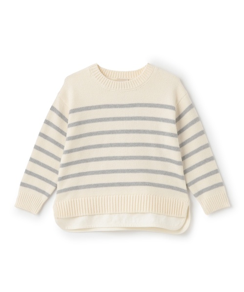 petit main（プティマイン）の「【ウォッシャブル】ボーダーニット（ニット/セーター・キッズ・アイボリー/ネイビー/モカ/モスグリーン・M/L/S）」の13枚目の写真