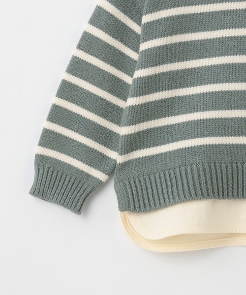 petit main（プティマイン）の「【ウォッシャブル】ボーダーニット（ニット/セーター・キッズ・アイボリー/ネイビー/モカ/モスグリーン・M/L/S）」の10枚目の写真
