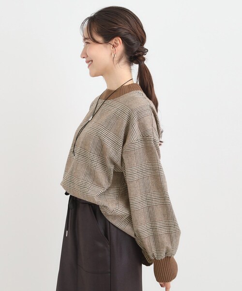 SHOO・LA・RUE（シューラルー）の「チェック柄プルオーバー（Tシャツ/カットソー・レディース・ブラック系1/ダークブラウン系1・04/02/03/01）」の8枚目の写真