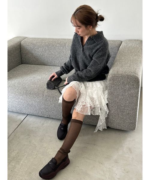 SNIDEL（スナイデル）の「ラッフルバリエキャミミニワンピース（ワンピース・レディース・チェック/ブラック/ホワイト・0/1）」の5枚目の写真