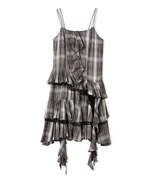 SNIDEL（スナイデル）の「ラッフルバリエキャミミニワンピース（ワンピース・レディース・チェック/ブラック/ホワイト・0/1）」の13枚目の写真