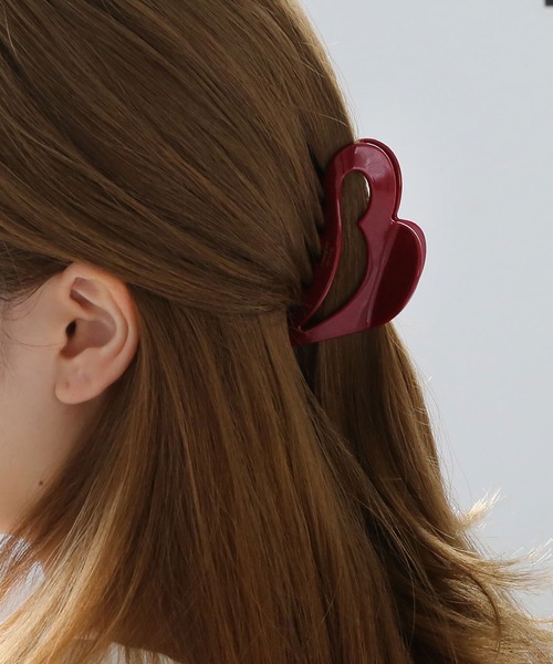 colleca la（コレカラ）の「ハートフレームバンスクリップ（バレッタ/ヘアクリップ・レディース・ダークブラウン/ボルドー/レオパード・FREE）」の5枚目の写真