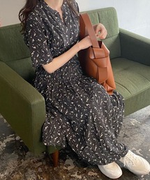 Cielo（シエロ）の「【Cielo/シエロ】flower shirring onepiece / フラワーシャーリングワンピース（ワンピース）」