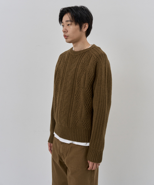 NUAKLE(ヌアクル)の「(m) アランケーブルニット_シナモン(ニット/セーター・メンズ・その他・1/2)」の3枚目の写真