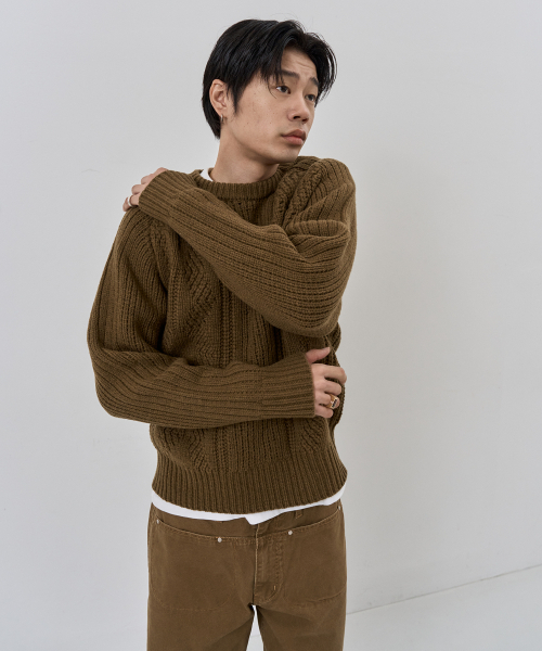 NUAKLE(ヌアクル)の「(m) アランケーブルニット_シナモン(ニット/セーター・メンズ・その他・1/2)」の2枚目の写真