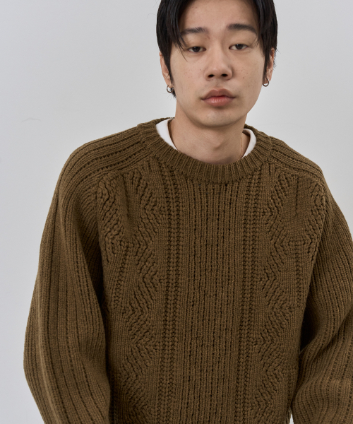 NUAKLE(ヌアクル)の「(m) アランケーブルニット_シナモン(ニット/セーター・メンズ・その他・1/2)」の4枚目の写真